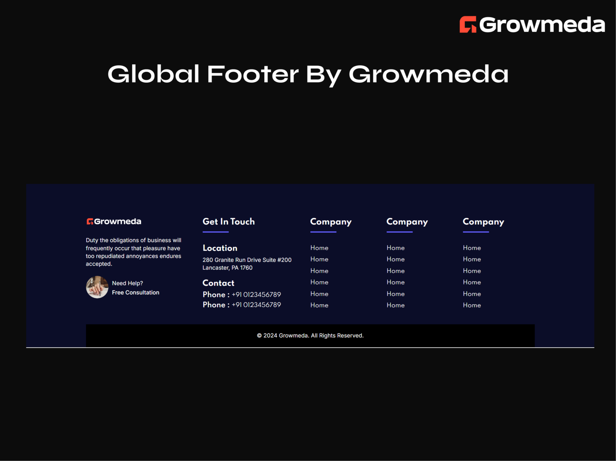 Global Footer By Growmeda